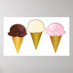 Schokolade, Vanilla & Erdbeere Eiscreme Poster