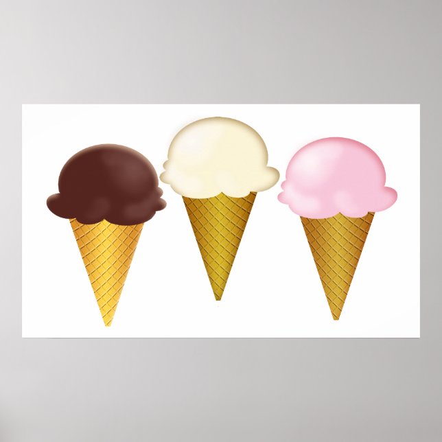 Schokolade, Vanilla & Erdbeere Eiscreme Poster (Vorne)