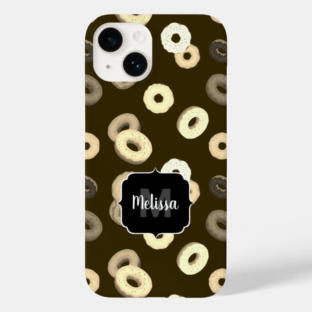 Schokolade Vanille Donuts Muster braun Monogramm Case-Mate iPhone Hülle (Rückseite)