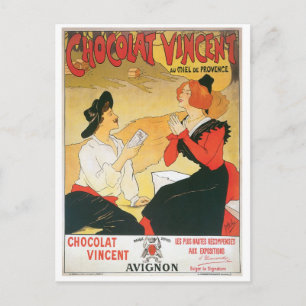 Schokolade Vincent Vintage Food Ad Art Postkarte