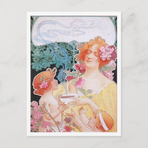 Schokolade ~ Vintages heißes Schokoladengetränk Postkarte