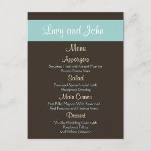 Schokolade Wedding Menu Cards Postkarte