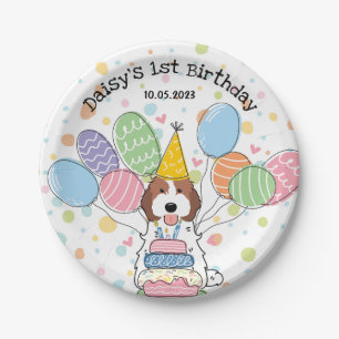 Schokolade Weißer Cockapoo Cavapoo Hund Geburtstag Pappteller