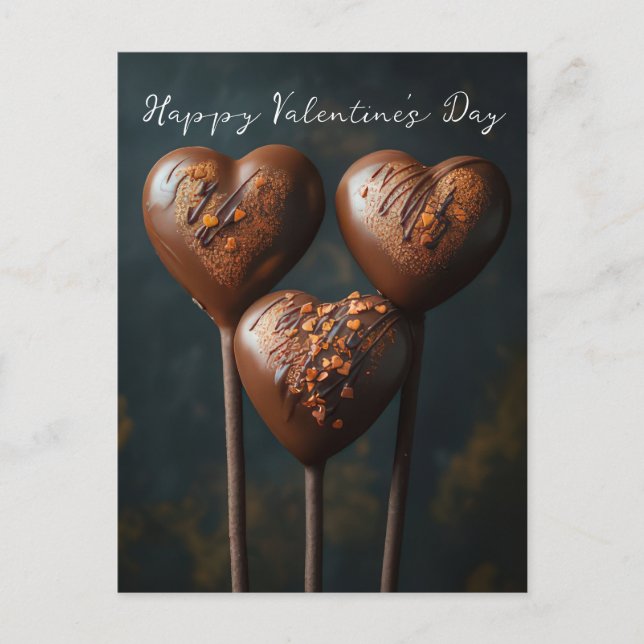 Schokoladen Cake Pops Herzen Valentinstag Postkarte (Vorderseite)