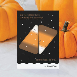 Schokoladen Candy Corn Paar Glücklicher Herbstkart Feiertagskarte