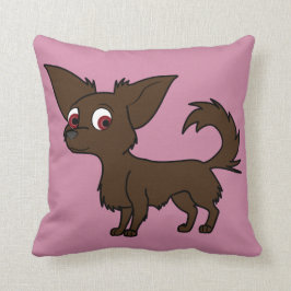 Schokoladen-Chihuahua mit dem langen Haar Kissen