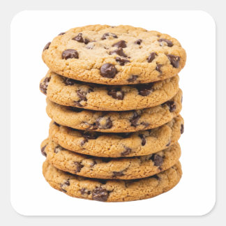 Schokoladen Chip Cookies Stapel Bild Quadratischer Aufkleber