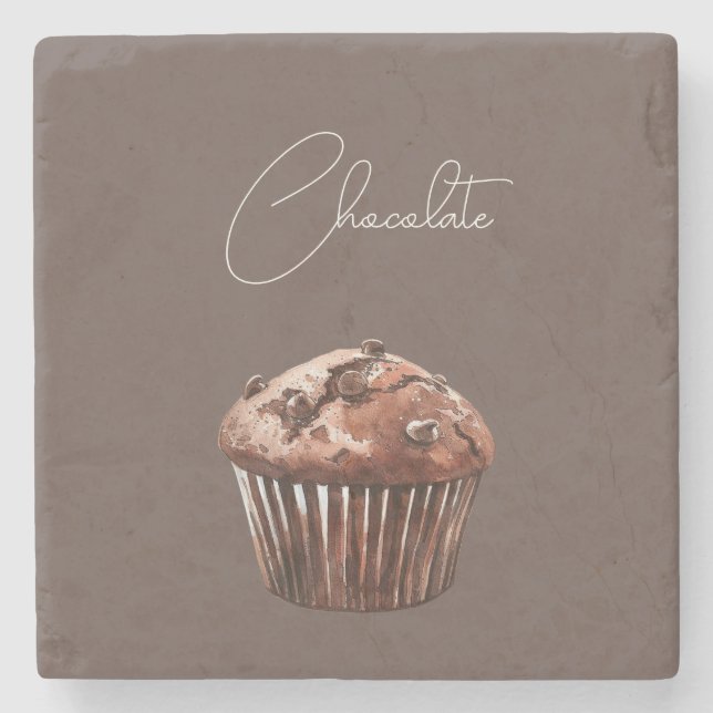 Schokoladen-Chip-Muffin-Cupcake-Geburtstag Steinuntersetzer (Vorderseite)