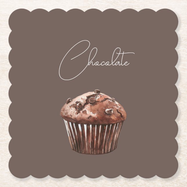Schokoladen-Chip-Muffin-Cupcake-Geburtstag Untersetzer (Vorderseite)