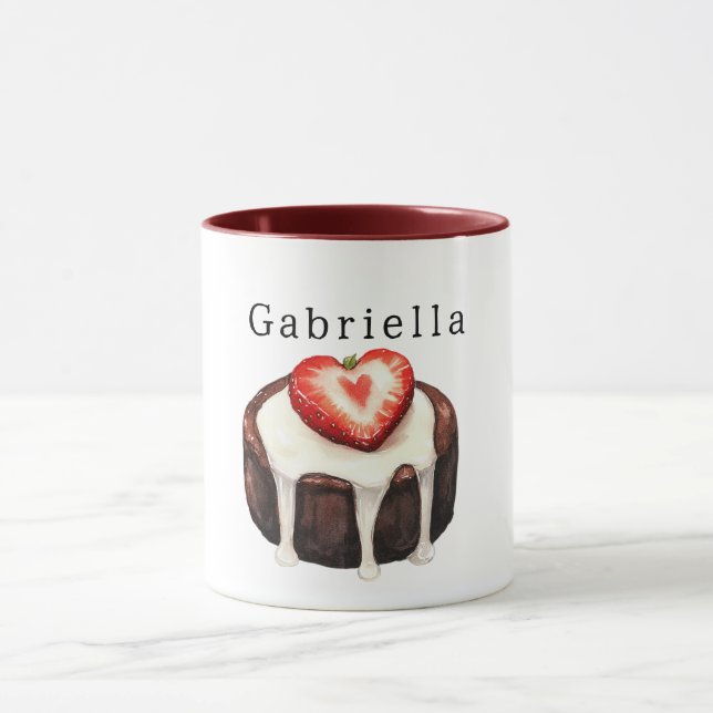Schokoladen-Cupcake Erdbeerherz Tasse (Zentrum)