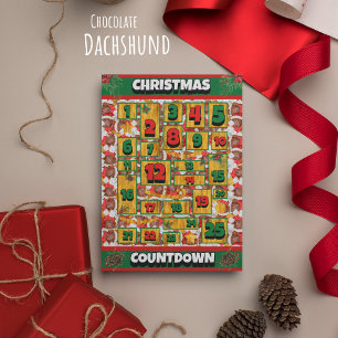 Schokoladen-Dachshund-Weihnachts-Adventskalender Feiertagskarte