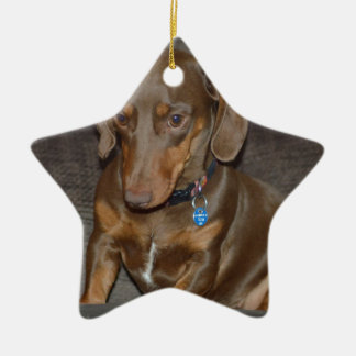 Schokoladen-Dackel Keramik Ornament
