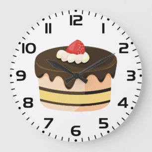 Schokoladen-Drip-Cake mit Erdbeere Große Wanduhr