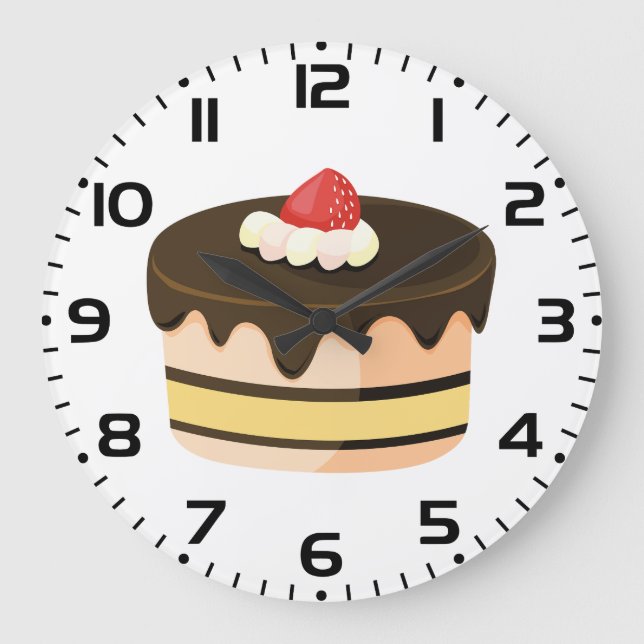 Schokoladen-Drip-Cake mit Erdbeere Große Wanduhr (Vorderseite)