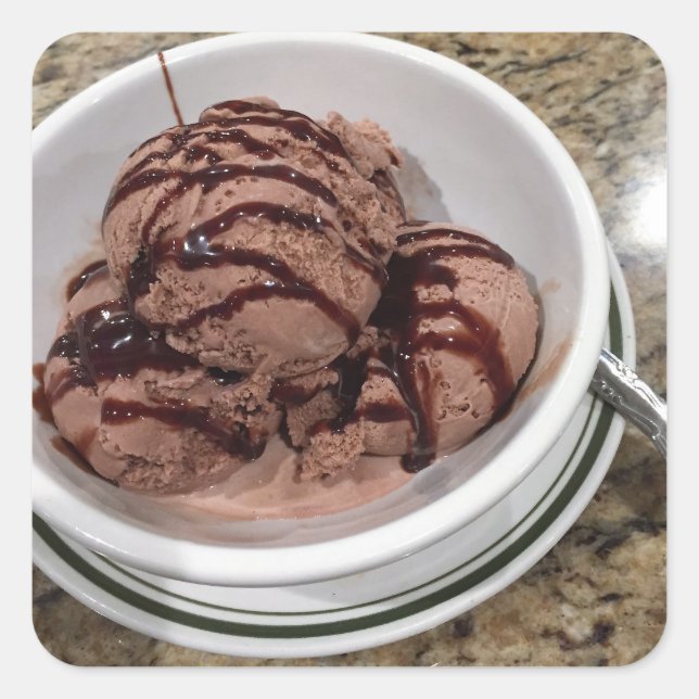 Schokoladen-Eiscreme Quadratischer Aufkleber (Vorderseite)
