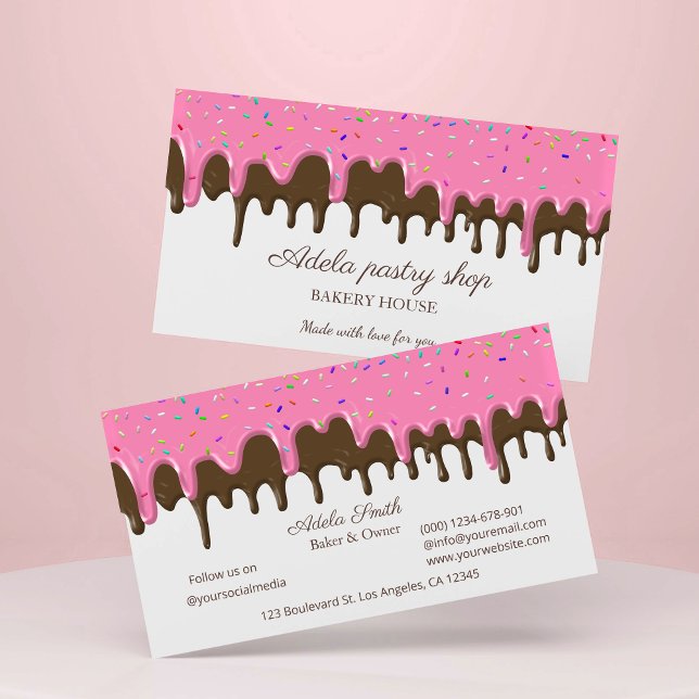 Schokoladen-Erdbeeren-Frosting-Drip Visitenkarte (Chocolate strawberry Frosting Drip Business Card)