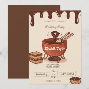 Schokoladen-Fondue-Party-Einladung – Süß & Gemütli Einladung