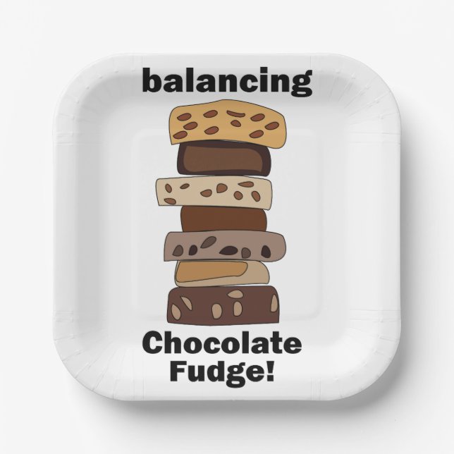 Schokoladen-Fudge-Dessert Balancing Lustige Party Pappteller (Vorderseite)