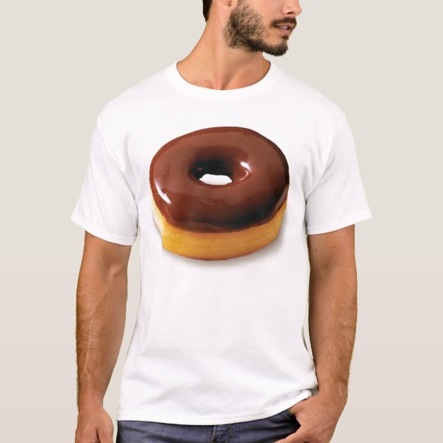 Schokoladen-glasig-glänzender Krapfen-T-Shirt T-Shirt (Vorderseite)
