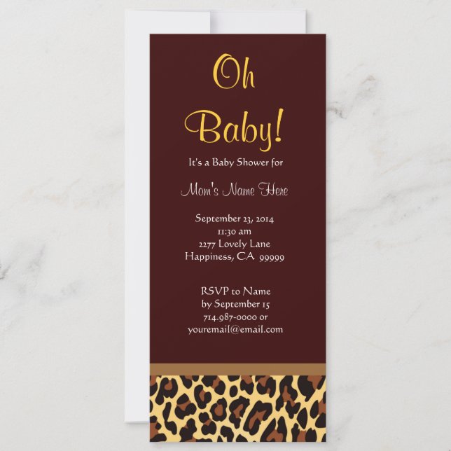 Schokoladen-Goldleopard-Druck-Person-Babyparty Einladung (Vorderseite)