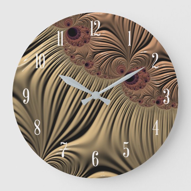 Schokoladen-Kaffee-Farbe mit Zahlen Große Wanduhr (Vorderseite)