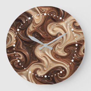 Schokoladen-Kapuziner-Swirbel Reicher Textur Große Wanduhr