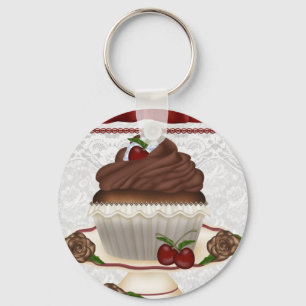 Schokoladen-Kirsch-Cupcake-Schlüsselanhänger Schlüsselanhänger