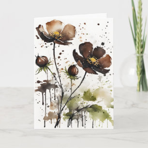 Schokoladen-Kosmos - Aquarellblumen Karte