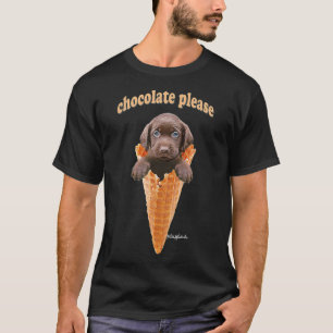 Schokoladen-Lab-Waffel-Eiscreme-kuttes Hündchen T-Shirt