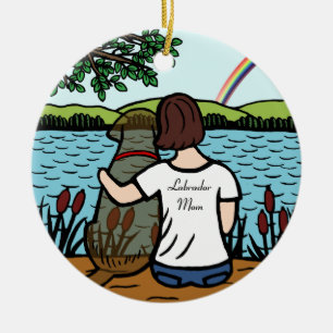 Schokoladen-Labrador-Engel und Mama 1 Keramikornament