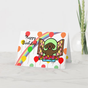 Schokoladen-Labrador-Geburtstags-Karte (Fenster) Karte