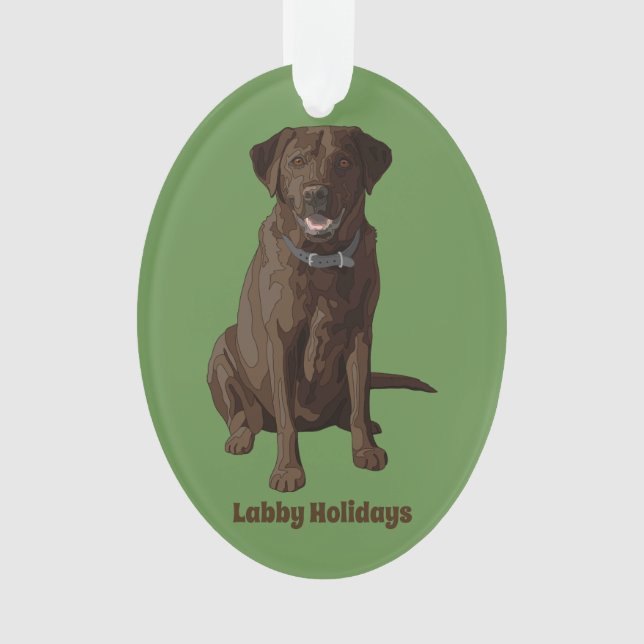 Schokoladen-Labrador retriever-Hundesitzen Ornament (Vorderseite)