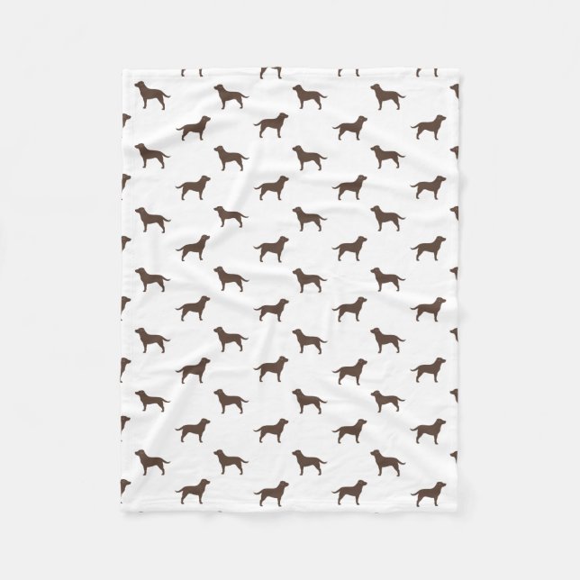 Schokoladen-Labrador-Retriever-Silhouette-Muster Fleecedecke (Vorderseite)