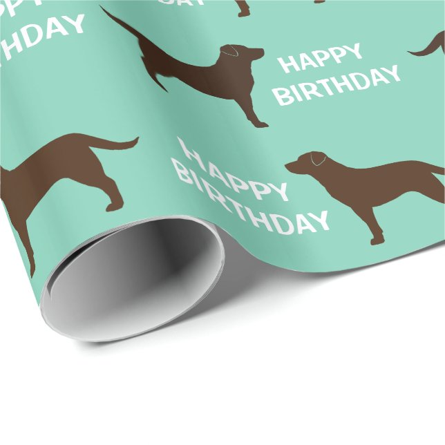 Schokoladen-Labrador-Retriever-Silhouette-Muster Geschenkpapier (Rolleneckpunkt)