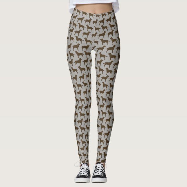 Schokoladen-Labrador-Retriever-Silhouette-Muster Leggings (Vorderseite)