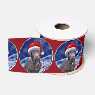 Schokoladen-Labrador retriever-Weihnachten Ripsband