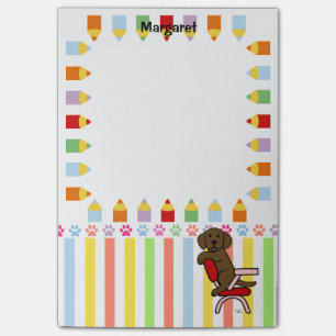 Schokoladen-Labrador-Student 3 Post-it Klebezettel