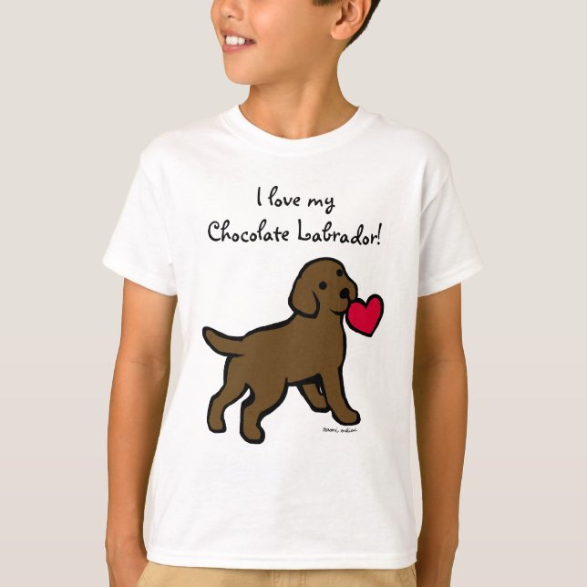 Schokoladen-Labrador-Welpe und rotes Herz T-Shirt (Vorderseite)