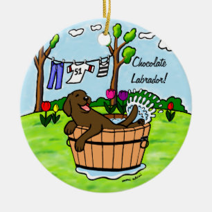 Schokoladen-Labrador-Welpen-Pool Keramikornament
