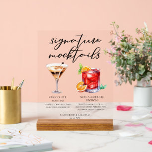 Schokoladen-Martini alkoholfreie Negroni Mocktails Acrylschild