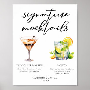 Schokoladen-Martini Virgin Mojito Mocktails-Menü Poster