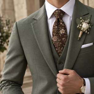 Schokoladen-Mauve-Antik-Blumenmuster Krawatte
