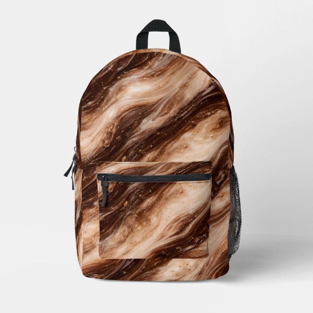 Schokoladen-Milchshake-Marmor-Textur Bedruckter Rucksack (Vorderseite)