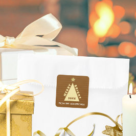 Schokoladen-Minimalist-Christbaum-Name Quadratischer Aufkleber