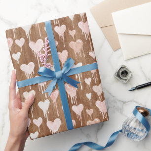 Schokoladen-Rosa-Creme-Herzen Valentinstag Geschenkpapier