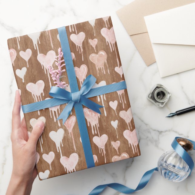Schokoladen-Rosa-Creme-Herzen Valentinstag Geschenkpapier (Schenken)