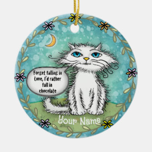 Schokoladen-Struppelkatze Keramik Ornament