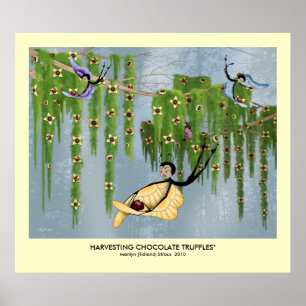 "Schokoladen-Trüffeln erntend " Poster