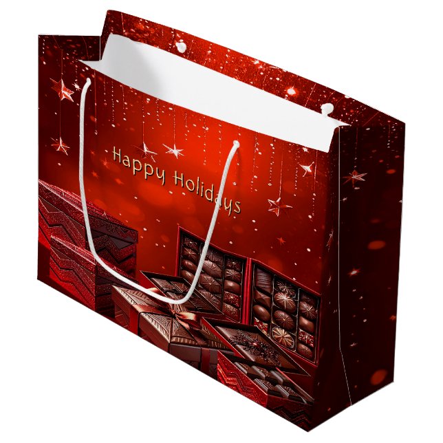 Schokoladen-Weihnachts-Geschenktüte Große Geschenktüte (Vorderseite Schrägansicht)
