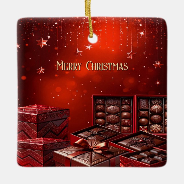 Schokoladen-Weihnachts-Ornament Keramikornament (Vorderseite)